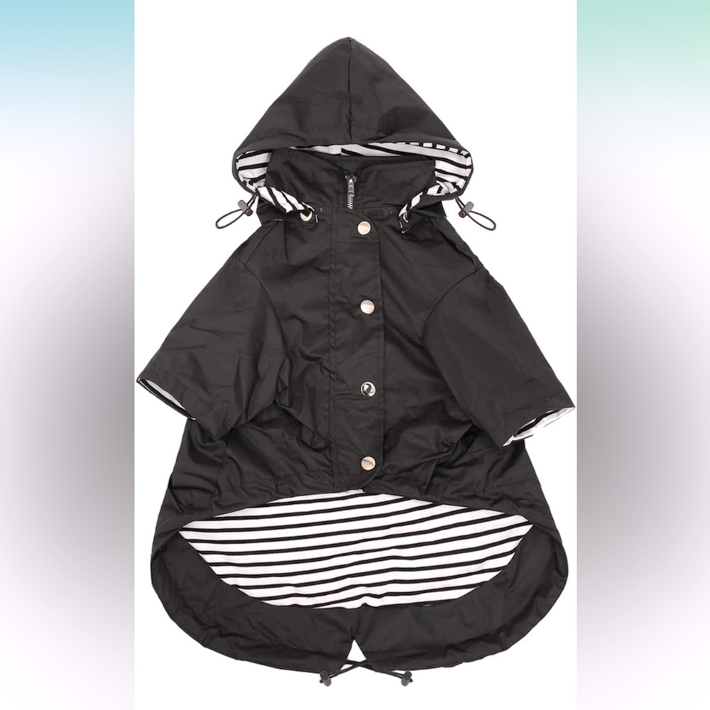 NWOT Morezi Dog Zip Raincoat w/Reflective Buttons, Water Resistant, Adjustable
